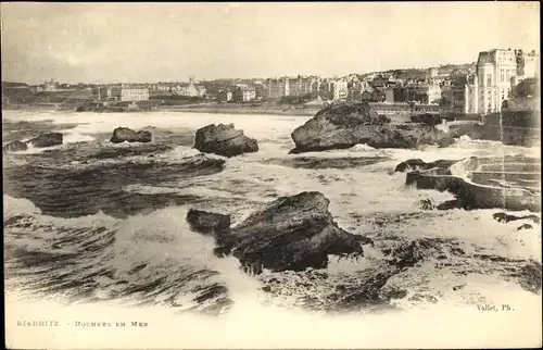 Ak Biarritz Pyrénées Atlantiques, Rochers, Mer