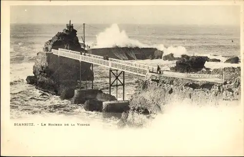 Ak Biarritz Pyrénées Atlantiques, Le Rocher de la Vierge