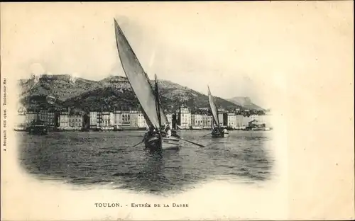Ak Toulon Var, Blick auf die Stadt, Segelboote