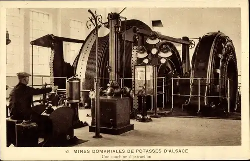 Ak Elsass Haut Rhin, Mines Domaniales de Potasses, Machine d'extraction, Fördermaschine