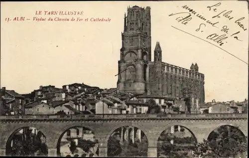 Ak Albi Tarn, Viaduc du Chemin de Fer et Cathedrale