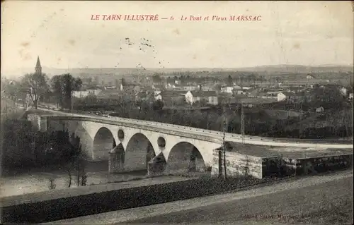 Ak Marssac Tarn, Le Pont, Panorama