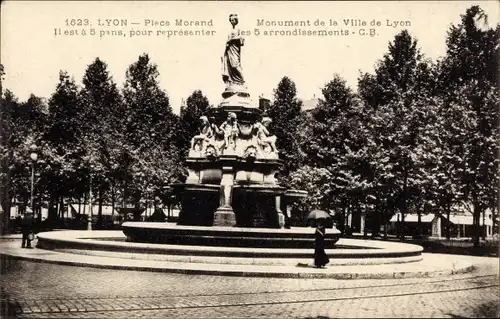 Ak Lyon Rhône, Place Morand, Monument de la Ville de Lyon