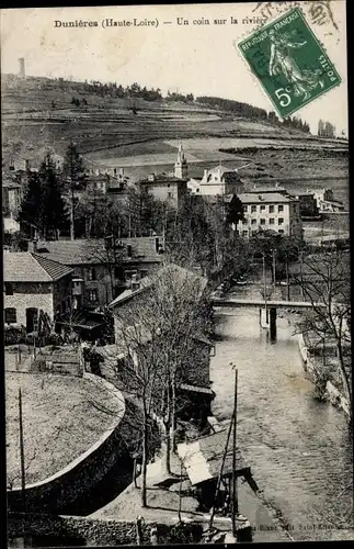 Ak Dunières Haute Loire, Un coin sur la riviere