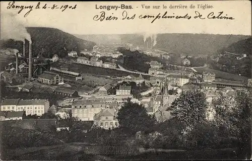 Ak Longwy Bas Meurthe et Moselle, Vue sur le derriere de l'eglise