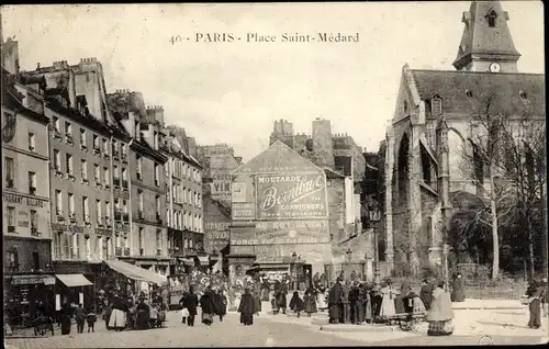 Ak Paris V, Place Saint Médard, Eglise