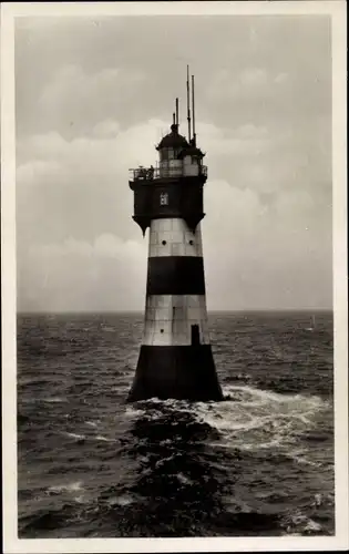 Ak Rotesand Leuchtturm an der Wesermündung, Blick aufs Meer