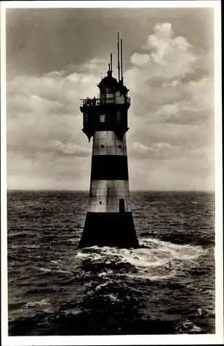 Ak Rotesand Leuchtturm an der Wesermündung, Blick aufs Meer