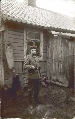 Foto Ak Kolno Köllen Ostpreußen, Deutscher Soldat in Uniform, Telegraphen Batl. 5, 1915