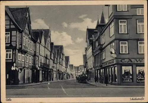 Ak Celle in Niedersachsen, Schuhstraße, Geschäfte