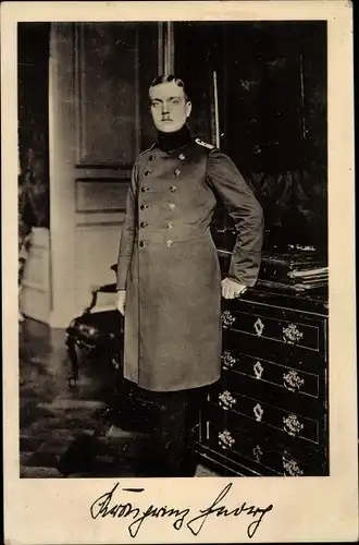 Ak Kronprinz Georg von Sachsen, Portrait, Uniform, Roter Kreuz Tag 1914