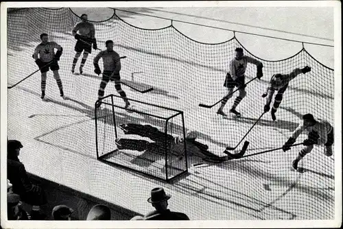 Sammelbild Olympia 1936, Eishockeyspiel Kanada gegen Österreich