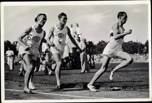 Sammelbild Olympia 1936, 800m Lauf des Länderkampfes Deutschland England