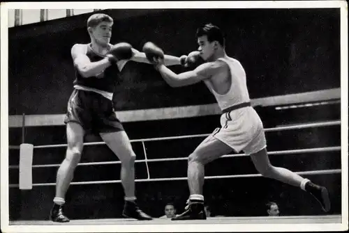 Sammelbild Olympia 1936, Boxkampf Harangi und Padilla