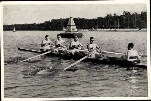 Sammelbild Olympia 1936, Deutsche Ruderer Maier, Volle, Gaber, Söllner