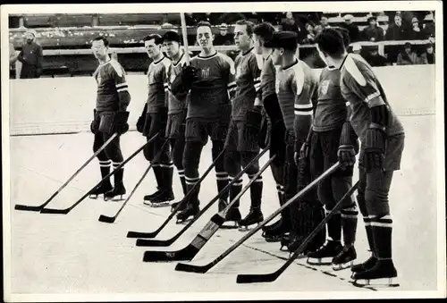 Sammelbild Olympia 1936, US Amerikanische Eishockemannschaft