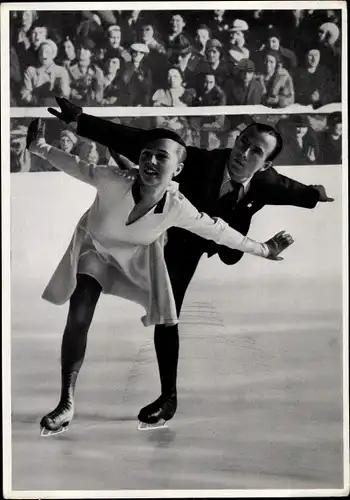 Sammelbild Olympia 1936, Eiskunstläufer Maxie Herber und Ernst Baier