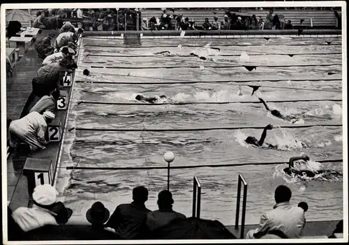 Sammelbild Olympia 1936, 100m Rückenschwimmen