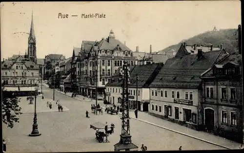 Ak Aue im Erzgebirge Sachsen, Marktplatz, Kirche