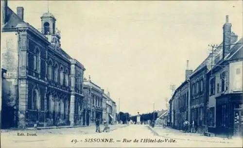 Ak Sissonne Aisne, Rue de l'Hotel de Ville