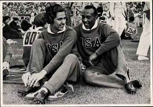 Sammelbild Olympia 1936, Leichtathleten Jesse Owens und Helen Stephens