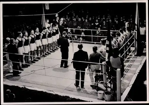 Sammelbild Olympia 1936, Boxen, Länderkampf Deutschland Polen in Essen