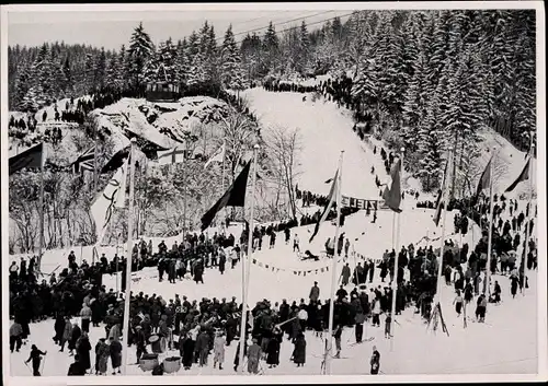 Sammelbild Olympia 1936, Ziel des Abfahrtslaufes am Kreuzecktal