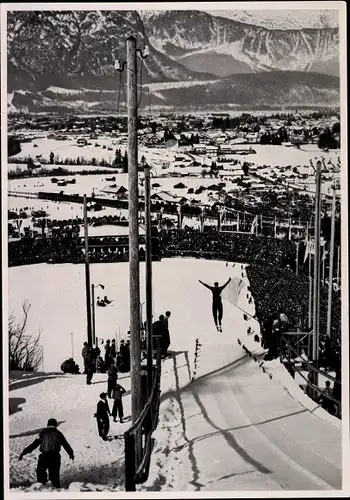 Sammelbild Olympia 1936, Winterspiele, Skistadion, Skispringer