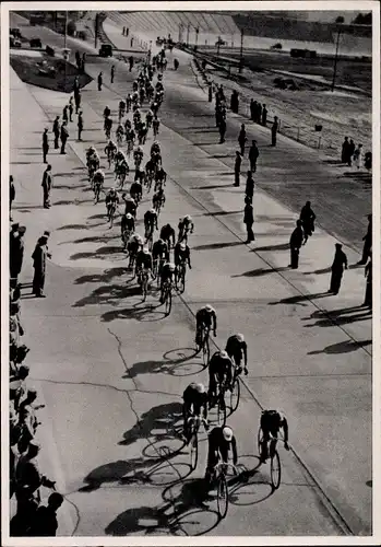 Sammelbild Olympia 1936, Radrennsport, 100km Straßenrennen auf der Avus