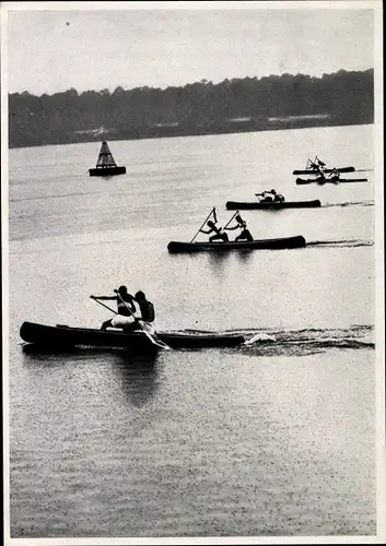 Sammelbild Olympia 1936, Kanadier Zweikampf, Kanuregatta