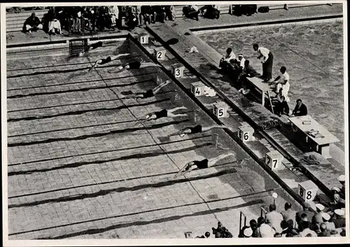 Sammelbild Olympia 1936, 100m Freistilschwimmen der Frauen