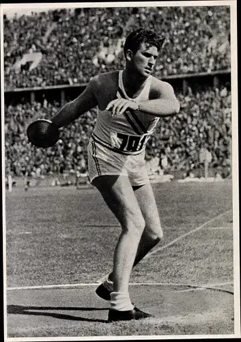 Sammelbild Olympia 1936, Diskuswerfer Cenneth Carpenter