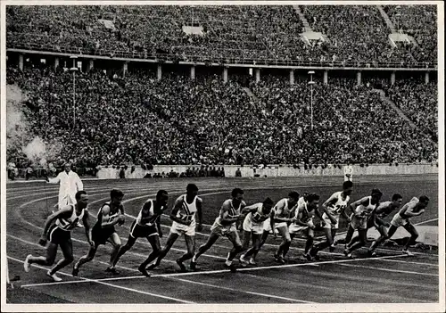 Sammelbild Olympia 1936, 1500m Lauf, Start, Schaumburg, Böttcher