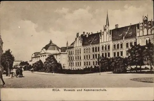 Ak Riga Lettland, Museum und Kommerzschule