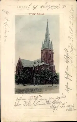 Passepartout Ak Herne im Ruhrgebiet Westfalen, Evang. Kirche