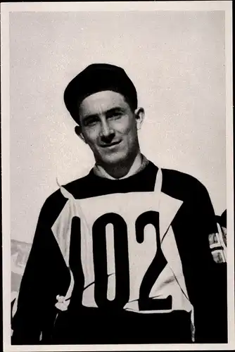 Sammelbild Olympia 1936, Norwegischer Skilangläufer Olaf Hoffsbakken, Portrait