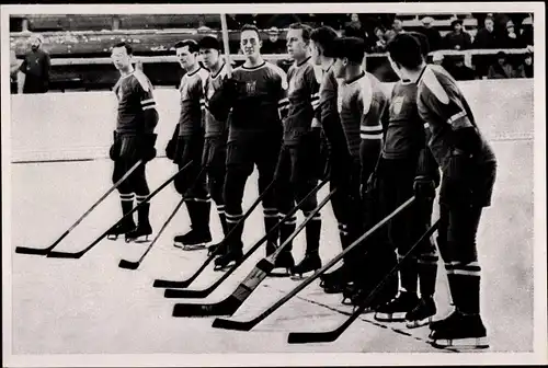 Sammelbild Olympia 1936, US Amerikanische Eishockeymannschaft