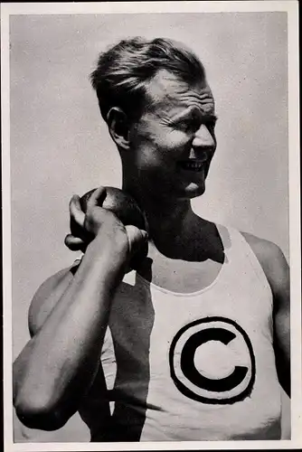 Sammelbild Olympia 1936, Gerhard Stöck beim Kugelstoßen
