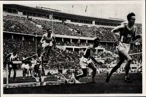 Sammelbild Olympia 1936, Hindernisläufer Dompert, Iso Hollo