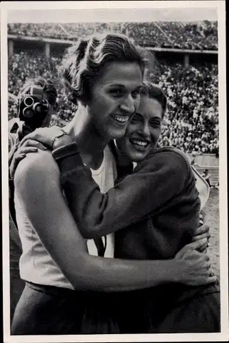Sammelbild Olympia 1936, US Amerikanische Athletinnen Helen Stephens und Alice Arden