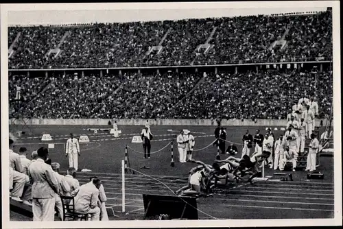 Sammelbild Olympia 1936, 800m Läufer, Sieger John Woodruff