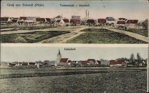 Ak Schaidt Wörth am Rhein in der Pfalz, Oberdorf, Unterdorf