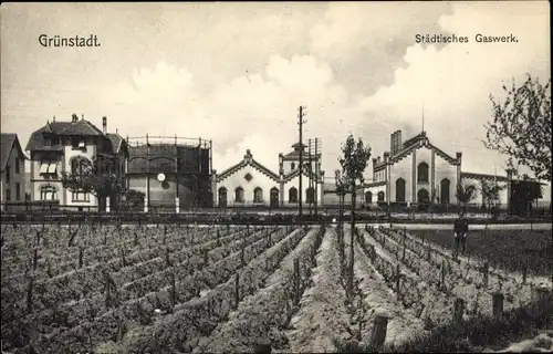 Ak Grünstadt in der Pfalz, Städtisches Gaswerk