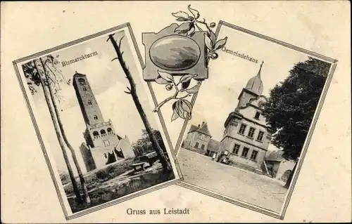Ak Leistadt an der Weinstraße Pfalz, Bismarckturm, Gemeindehaus