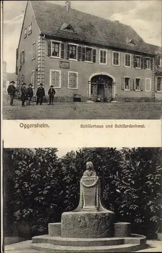 Ak Oggersheim Ludwigshafen am Rhein, Schillerhaus, Schillerdenkmal