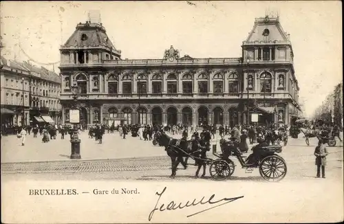 Ak Bruxelles Brüssel, Gare du Nord, Nordbahnhof, Vorplatz