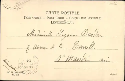 Künstler Ak Mann spielt mit drei Frauen Blinde Kuh in einem Park