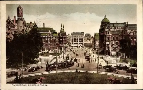 Ak Amsterdam Nordholland, Leidscheplein, Straßenbahn