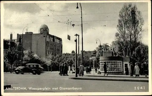 Ak Amsterdam Nordholland Niederlande, Weesperplein met Diamantbeurs