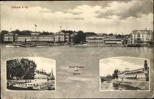 Ak Biebrich am Rhein Wiesbaden, Hotel Nassau und Krone